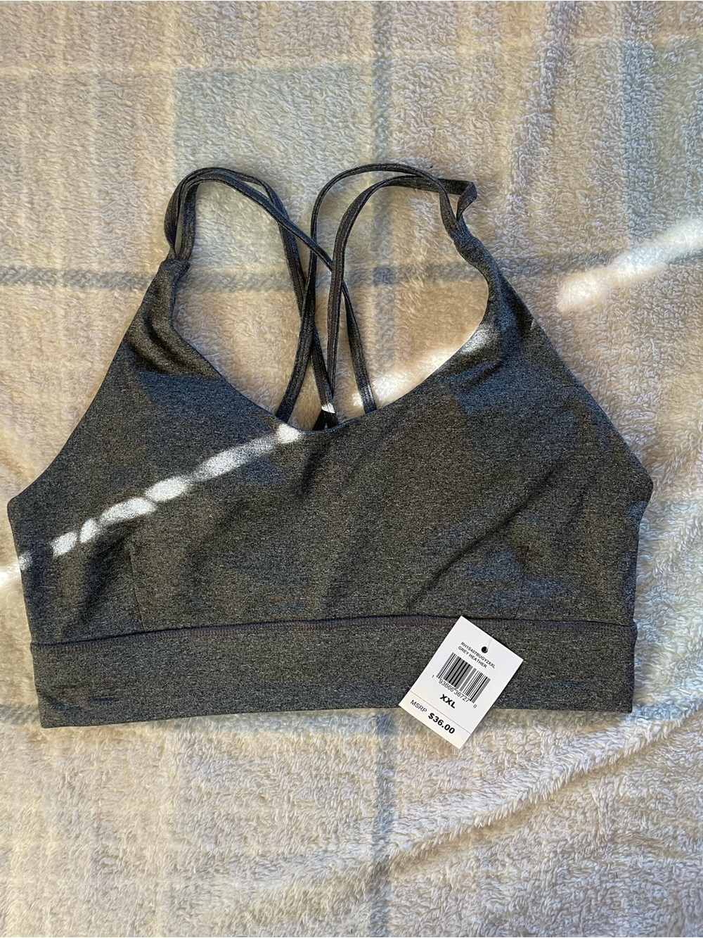 Bare Necessities Dark Charcoal Gray Strappy Sports Bra